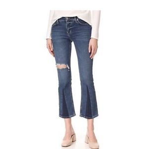 Free People Colorblock Flare Leg Cropped Jeans